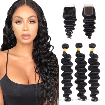 Xuchang Factory Human Hair Weave Bundles 100% Human Hair Extension Loose Deep Raw Virgin Cuticle Aligned Peruvian Hair